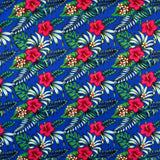Hibiscus Plumeria Tropical Leaves All Over Design Cotton Fabric - Tropical Floral Print, 36" X 45" (1 Yard)