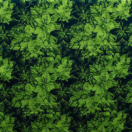 Hibiscus Plumeria Tropical Leaves Cotton Light Barkcloth Fabric - Hibiscus And Plumeria Floral Tropical Leaves Print, 36" X 45" (1 Yard)