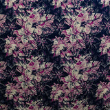 Hibiscus Plumeria Tropical Leaves Cotton Light Barkcloth Fabric - Ivory, Green, Fuchsia, Orange, Turquoise & Purple, 36" X 45" (1 Yard)