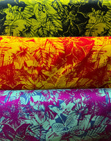 Hibiscus Plumeria Tropical Leaves Cotton Light Barkcloth Fabric - Hibiscus And Plumeria Floral Tropical Leaves Print, 36" X 45" (1 Yard)