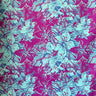 Hibiscus Plumeria Tropical Leaves Cotton Light Barkcloth Fabric - Ivory, Green, Fuchsia, Orange, Turquoise & Purple, 36" X 45" (1 Yard)