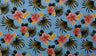 Hibiscus Plumerias Palm & Elephant Ear Leaves Cotton Fabric - Tropical Floral Leaf Print, 56" Width (1 Yard)