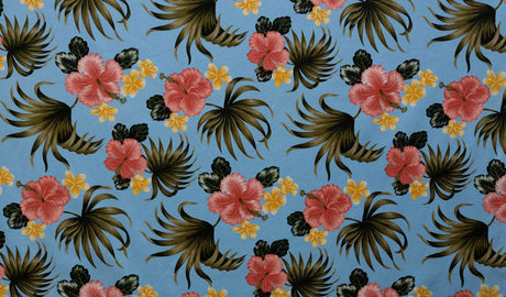 Cotton Tropical Upholstery Fabric Hibiscus Plumerias Palm & Elephant Ear Leaves