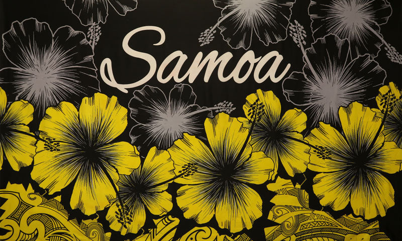 Hibiscus Samoa Polyester Fabric - Two-Tone Hibiscus Floral Print, 67" L X 44" W (1 Piece)