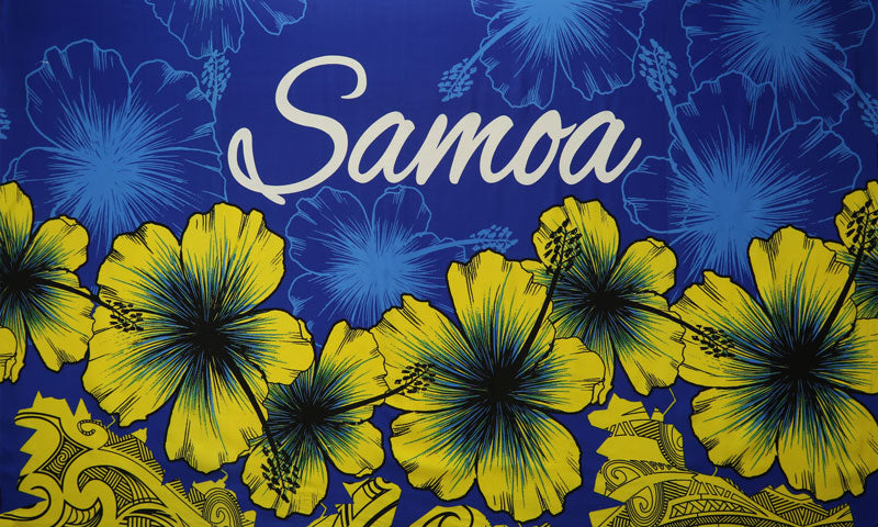 Hibiscus Samoa Polyester Fabric - Two-Tone Hibiscus Floral Print, 67" L X 44" W (1 Piece)