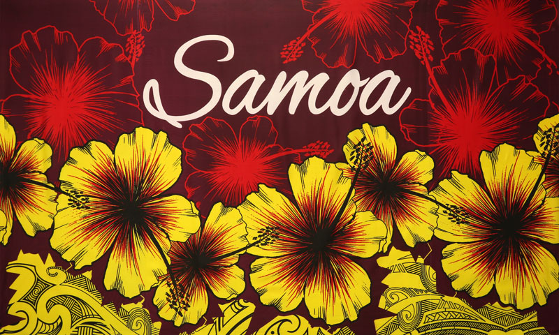 Hibiscus Samoa Polyester Fabric - Two-Tone Hibiscus Floral Print, 67" L X 44" W (1 Piece)