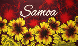 Hibiscus Samoa Polyester Fabric - Two-Tone Hibiscus Floral Print, 67" L X 44" W (1 Piece)