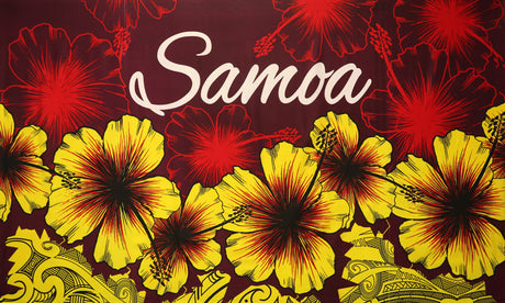 Hibiscus Samoa Polyester Fabric - Two-Tone Hibiscus Floral Print, 67" L X 44" W (1 Piece)