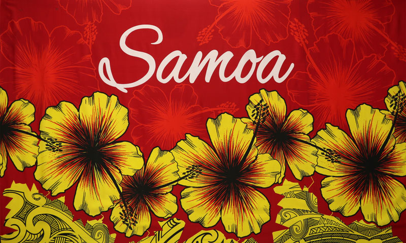 Hibiscus Samoa Polyester Fabric - Two-Tone Hibiscus Floral Print, 67" L X 44" W (1 Piece)
