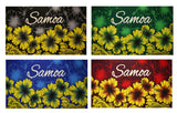 Hibiscus Samoa Polyester Fabric - Two-Tone Hibiscus Floral Print, 67" L X 44" W (1 Piece)