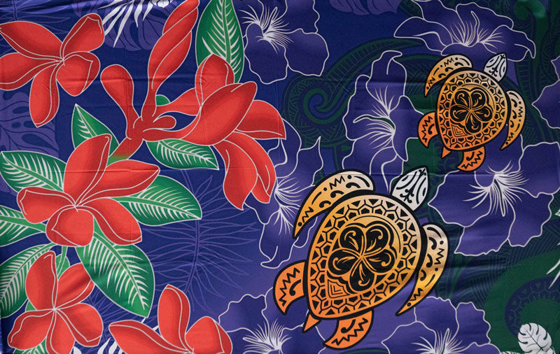 Polyester Sarong Hibiscus Tiare Turtle 72x45