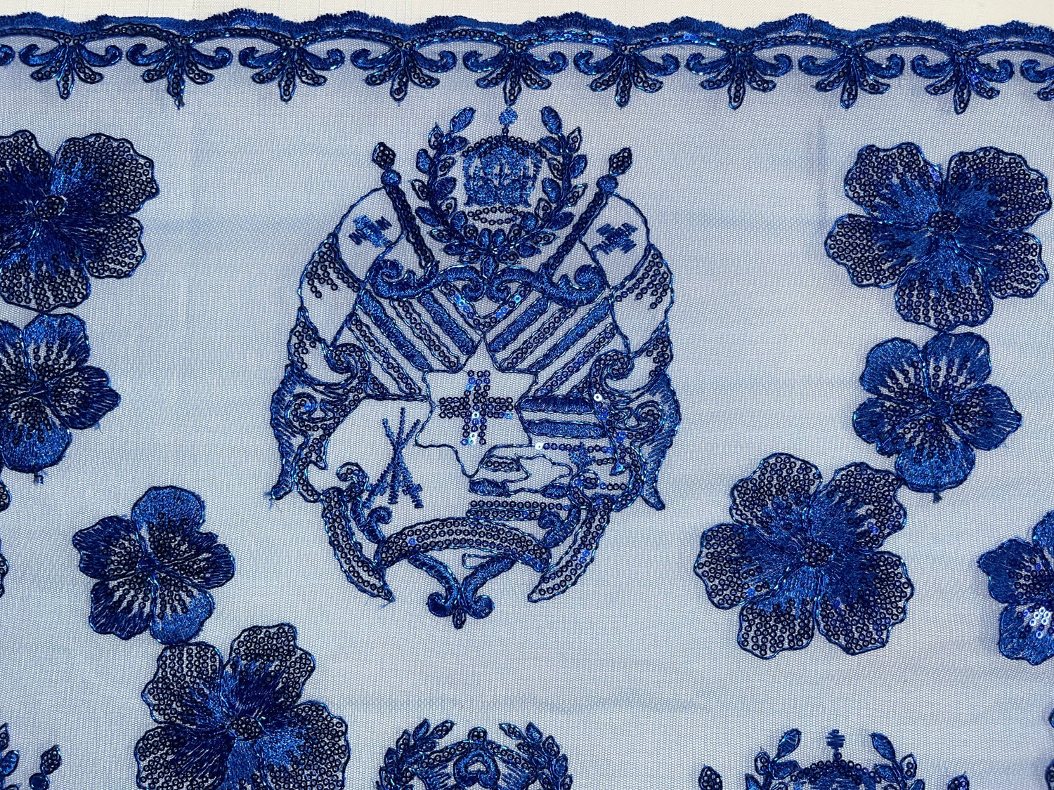 Hibiscus Tonga Seal Lace Polyester Fabric - Hibiscus Tonga Seal Pattern, 50" Width (1 Yard)