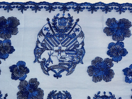 Hibiscus Tonga Seal Lace Polyester Fabric - Hibiscus Tonga Seal Pattern, 50" Width (1 Yard)