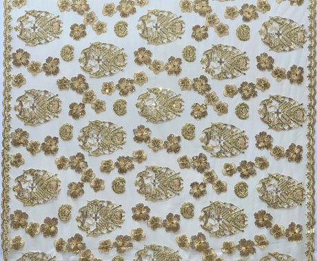 Hibiscus Tonga Seal Lace Polyester Fabric - Hibiscus Tonga Seal Pattern, 50" Width (1 Yard)