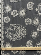 Hibiscus Tonga Seal Lace Polyester Fabric - Hibiscus Tonga Seal Pattern, 50" Width (1 Yard)