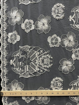 Hibiscus Tonga Seal Polyester Lace Fabric - Tonga Seal With Hibiscus Flowers, 50" Width, 36" Yard Cut (1 Yard)