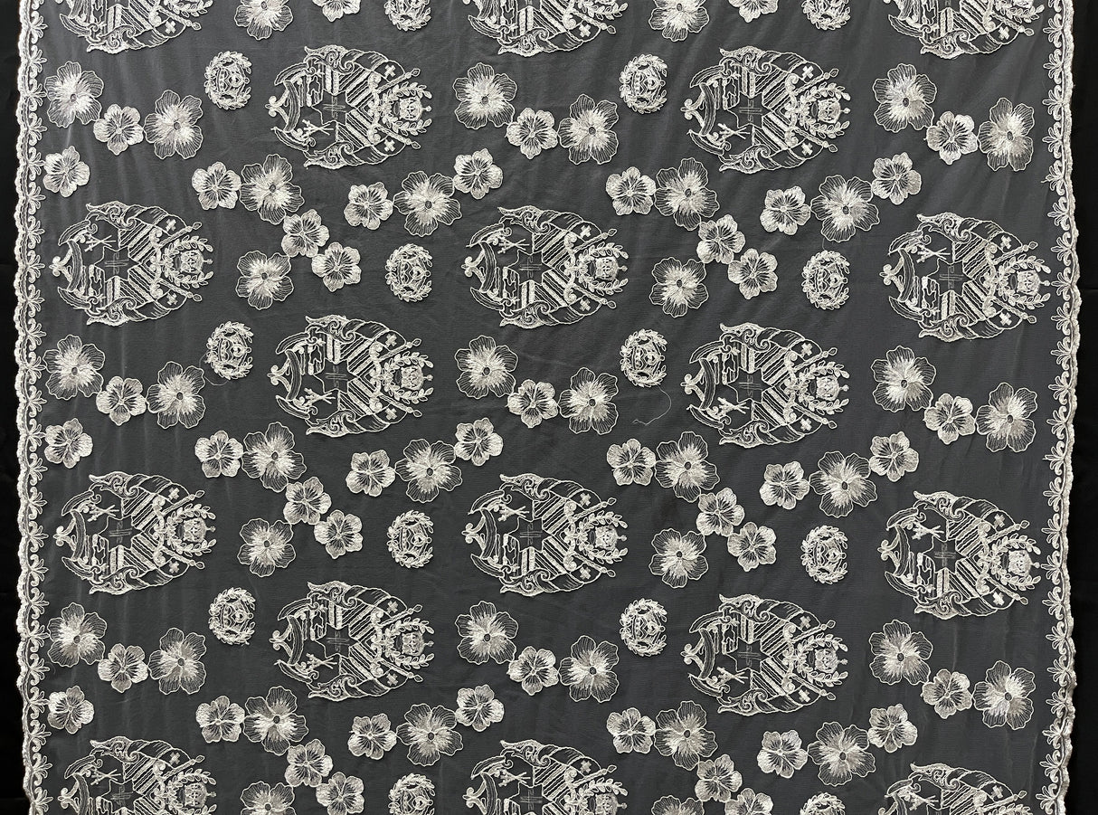 Hibiscus Tonga Seal Polyester Lace Fabric - Tonga Seal With Hibiscus Flowers, 50" Width, 36" Yard Cut (1 Yard)