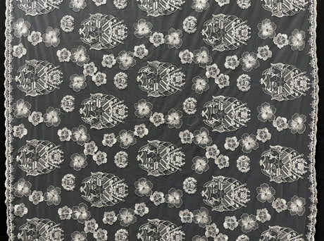 Hibiscus Tonga Seal Polyester Lace Fabric - Tonga Seal With Hibiscus Flowers, 50" Width, 36" Yard Cut (1 Yard)