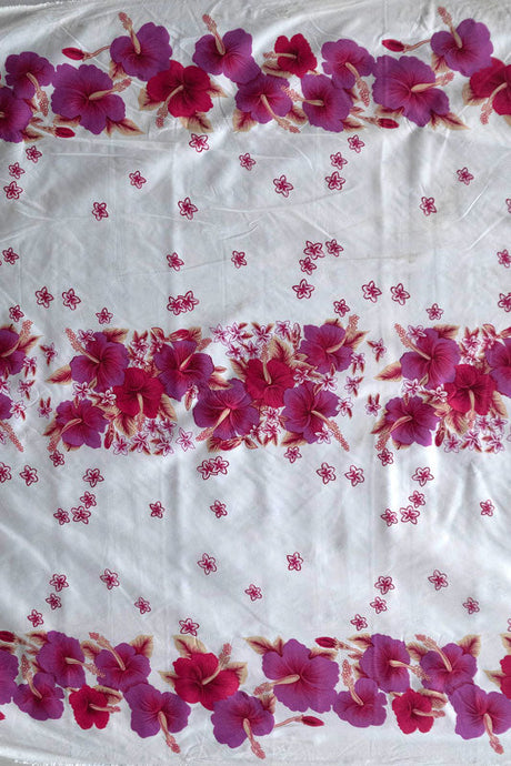 Hibiscus Triple Border Polyester Fabric - Hibiscus Floral Triple Border, 60" Width (1 Yard)