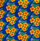 Peachskin Fabric Hibiscus Tropical Leaves Cluster Print
