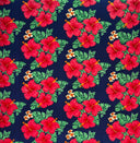 Peachskin Fabric Hibiscus Tropical Leaves Cluster Print