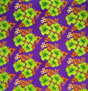 Peachskin Fabric Hibiscus Tropical Leaves Cluster Print