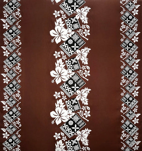 Polyester Fabric Hibiscus Tropical Leaves Double Border