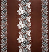 Hibiscus Tropical Leaves W Patches Of Traditional Tapa Double Border Polyester Fabric - Purple, Brown, Green, Blue, Red, Double Border, 45" Width (1 Yard)