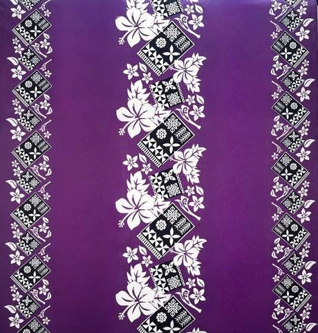 Polyester Fabric Hibiscus Tropical Leaves Double Border