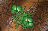 Hibiscus Turtle Tribal Assortment Polyester Fabric - Teal, Royal Blue, Green, Brown, Purple, Turtle Tribal Hibiscus Print, 72" X 45" (1 Piece)