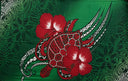 Hibiscus Turtle Tribal Assortment Polyester Fabric - Teal, Royal Blue, Green, Brown, Purple, Turtle Tribal Hibiscus Print, 72" X 45" (1 Piece)