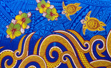 Polyester Sarong Hibiscus Turtles Waves