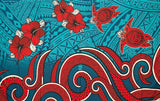 Polyester Sarong Hibiscus Turtles Waves