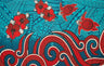 Hibiscus Turtles Waves Polyester Fabric - Tribal Wave Pattern, Hibiscus Flowers, Sea Turtles, 67" L X 45" W (1 Piece)