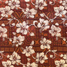 Hibiscus On Traditional Tapa Design Polyester Fabric - Hibiscus Floral Tapa Print, 60" Width (1 Yard)