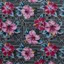 Polyester Fabric Hibiscus Flowers on Traditional Tapa
