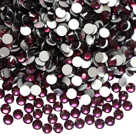 Small Bag Glue On Rhinestones - Flat Back Rhinestone, Amethyst, 2MM To 6MM Sizes (1 Bag)