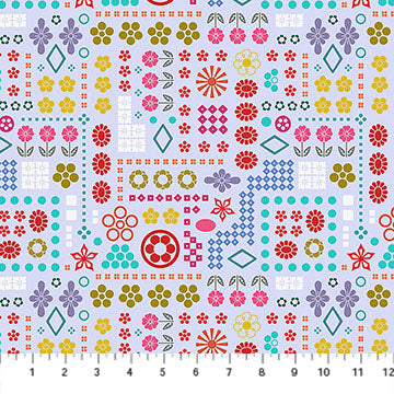 Cotton Print High Score Periwinkle Yesterday Fabric 44/45"