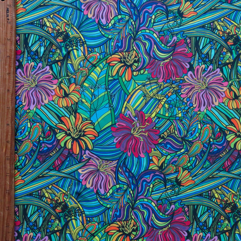 Poly Spandex Swimsuit Fabric Hippie Flower Print