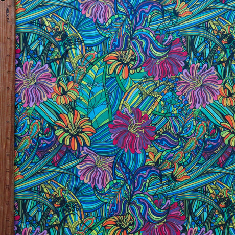 Poly Spandex Swimsuit Fabric Hippie Flower Print