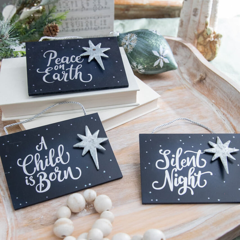 4.5Inch Navy Holy Night Plaque Ornament Decorative Christmas Hanging Ornament