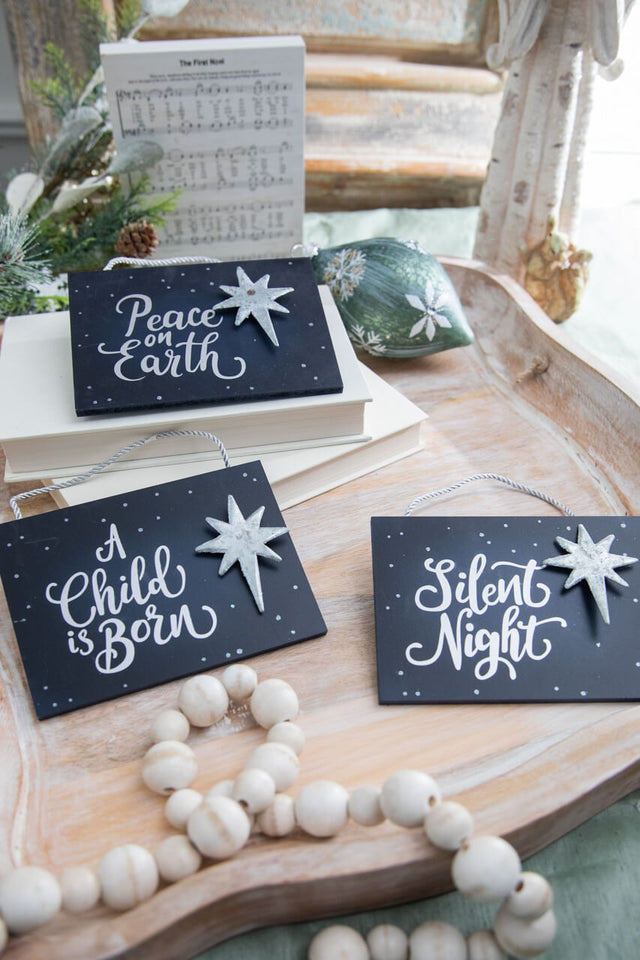 4.5" Navy Holy Night Plaque Ornament