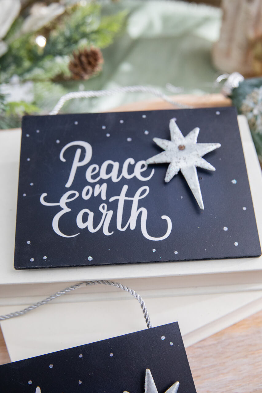4.5" Navy Holy Night Plaque Ornament