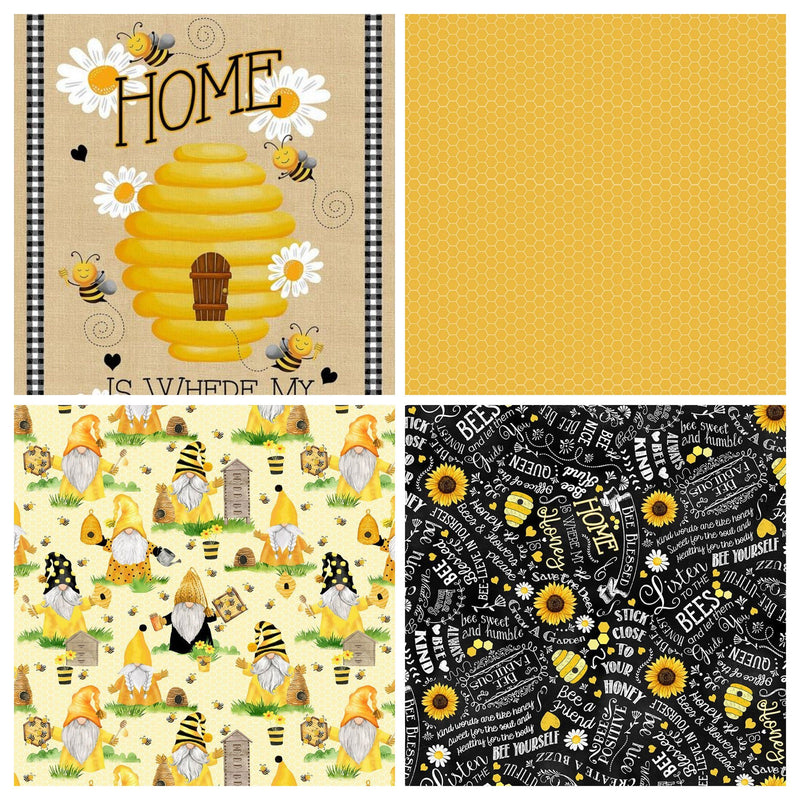 Quilting Cotton Home is Where My Honey Is Timeless Treasures Bee Gnomes
