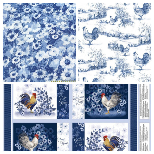 Quilting Cotton Home to Roost Placemat Panel Wilmington