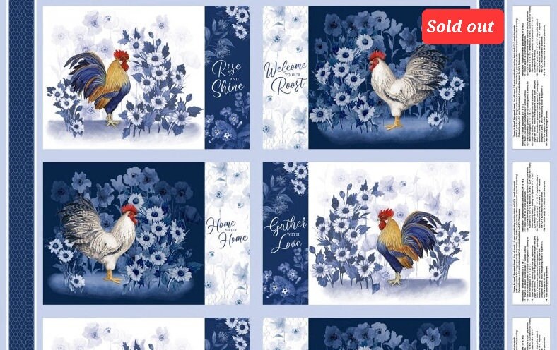 Quilting Cotton Home to Roost Placemat Panel Wilmington