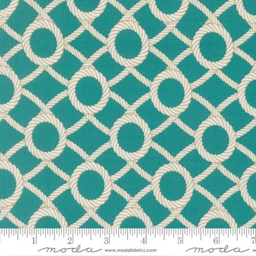 Cotton Print Horizon Reef Rope Net Fabric 44/45 Turquoise