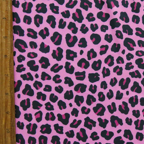 Swim Knit Nylon Spandex Hot Pink Leopard Print