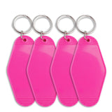 Retro Motel Keychain with Silver Ring - Hot Pink (4 per Set)