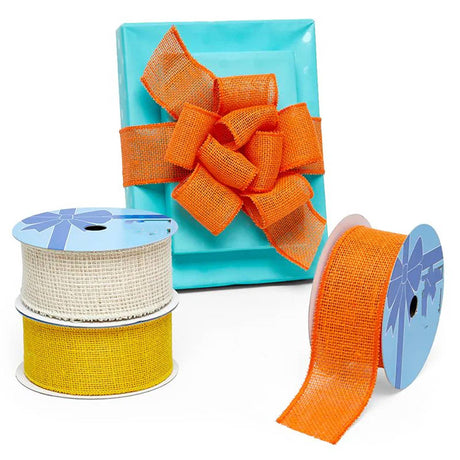 Burlap Wired Ribbon 2 1/2 '' X 10 yd Moss Green Color 1 / ROLL